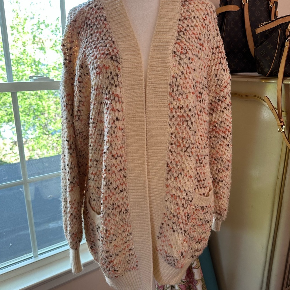 Böhme Cozy Textured Open Front Cardigan, Size Small